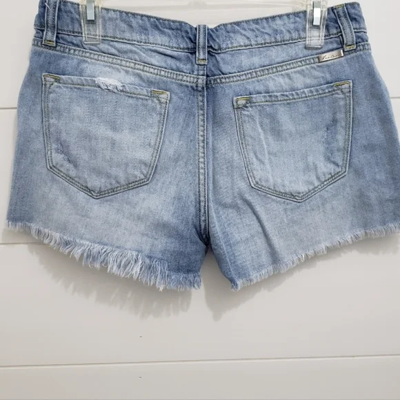 KanCan Women's Light Blue Distressed Jean Shorts - Picture 3 of 4